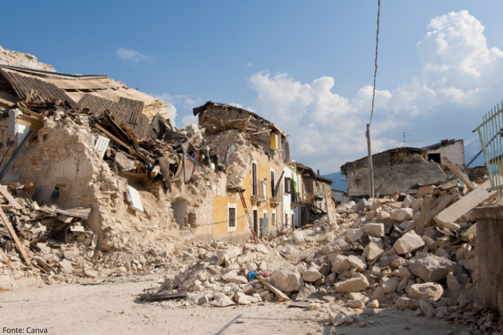Imagem mostra estragos causados por um terremoto